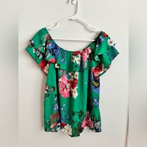 Floral Off Shoulder Ruffle Top | Summer Blouse Casual Beach Top Size M